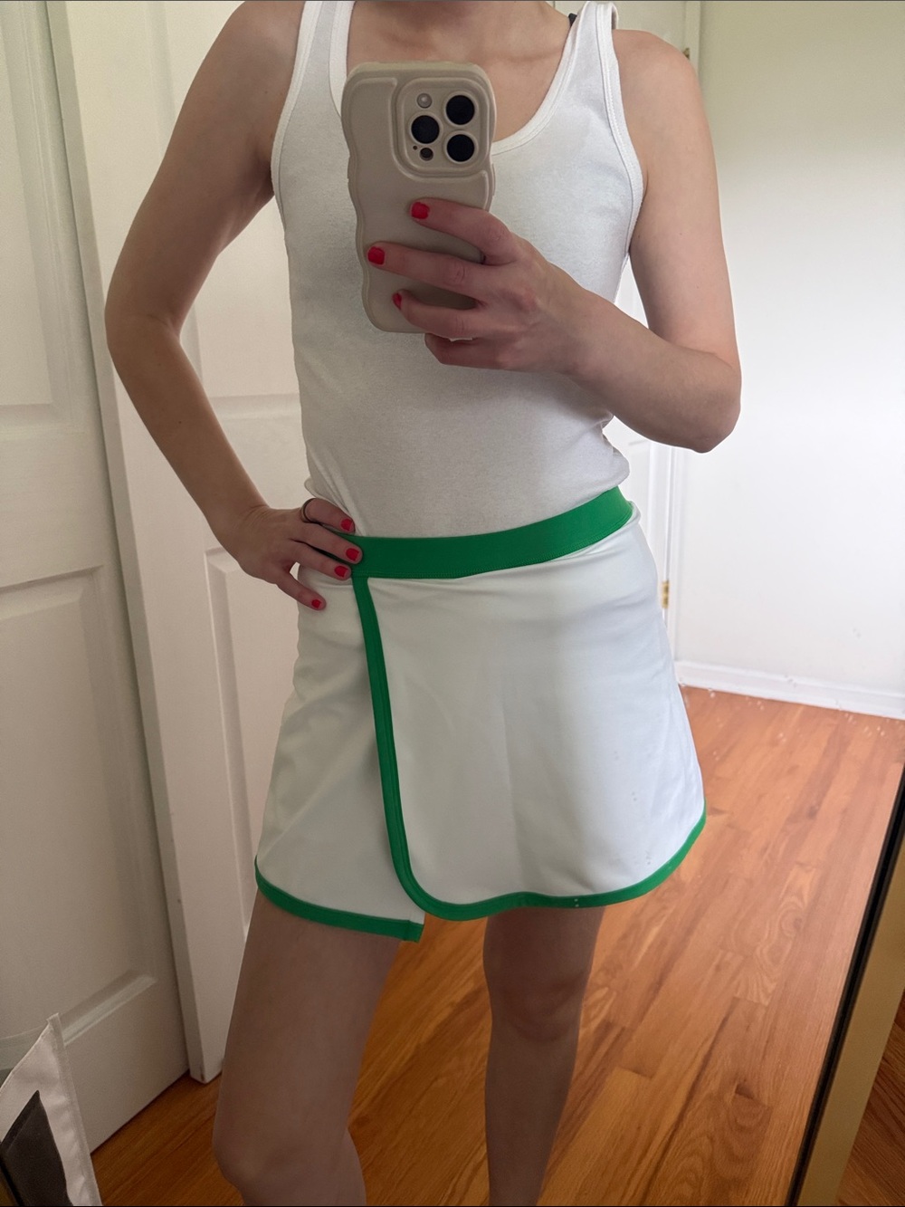J. Crew White Tennis Skort with Green Trim